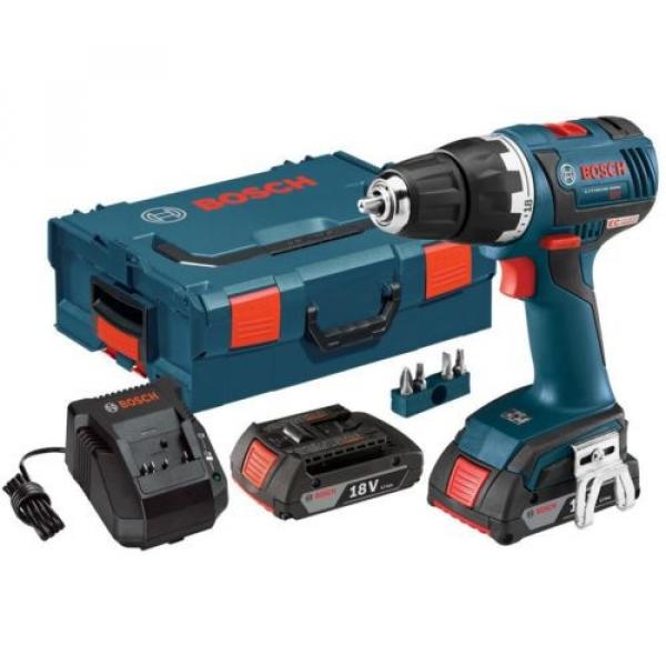 Bosch Li-Ion Drill/Driver Cordless Power Tool Kit 1/2in 18V Keyless BLUE L-Boxx #1 image