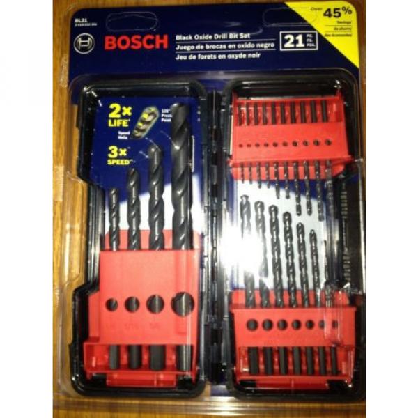 BOSCH 21-PC BLACK OXIDE TWIST DRILL BIT SET WITH CASE NEW #2 image